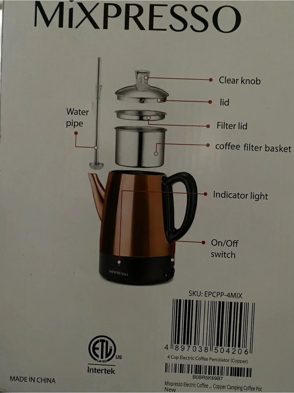 Copper Electric Coffee Percolator - Copper/Black